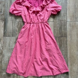 Draper James Pink gingham checkered vintage look Dress Size Small